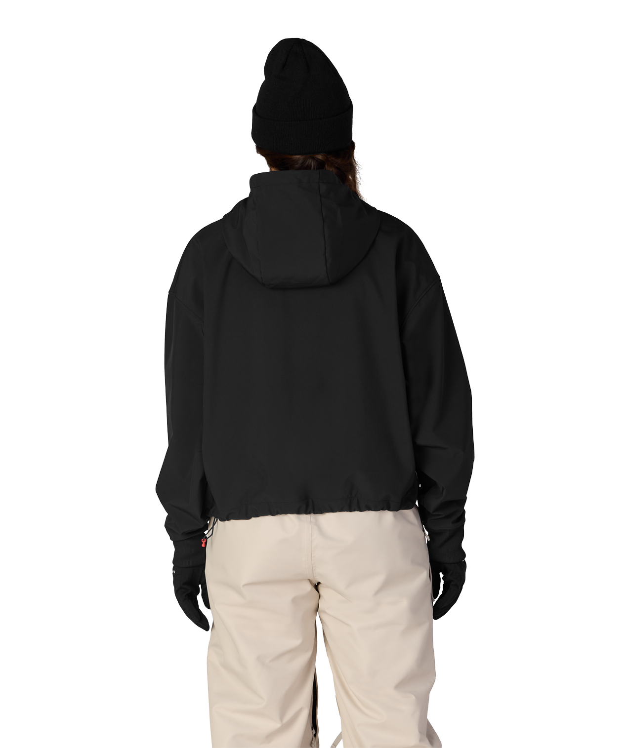 WOMENS WATERPROOF TEAM CROP HOODY - BLACK