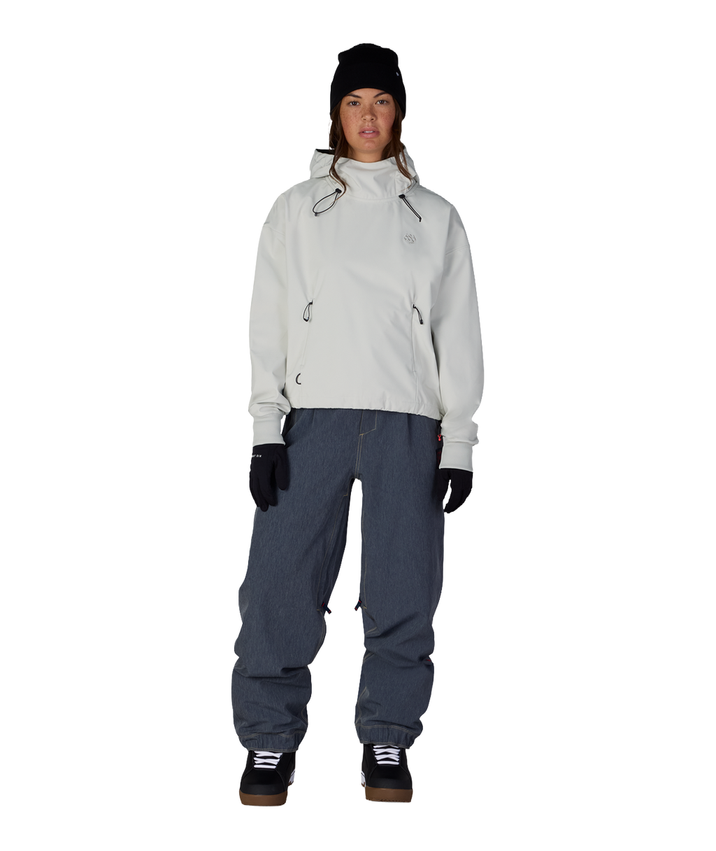WOMENS WATERPROOF TEAM CROP HOODY - LIMESTONE