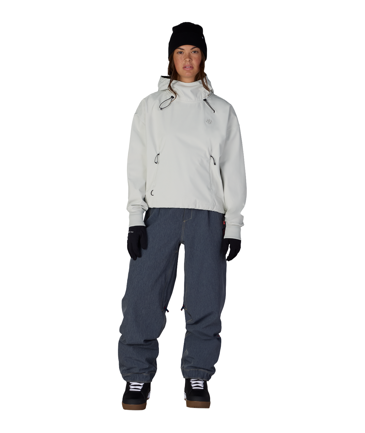 WOMENS WATERPROOF TEAM CROP HOODY - LIMESTONE