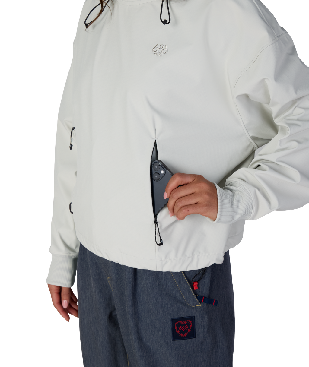 WOMENS WATERPROOF TEAM CROP HOODY - LIMESTONE