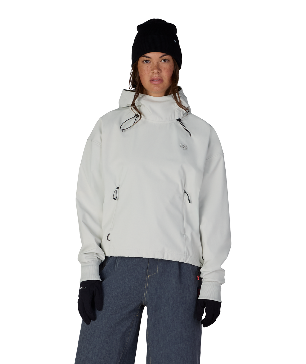 WOMENS WATERPROOF TEAM CROP HOODY - LIMESTONE