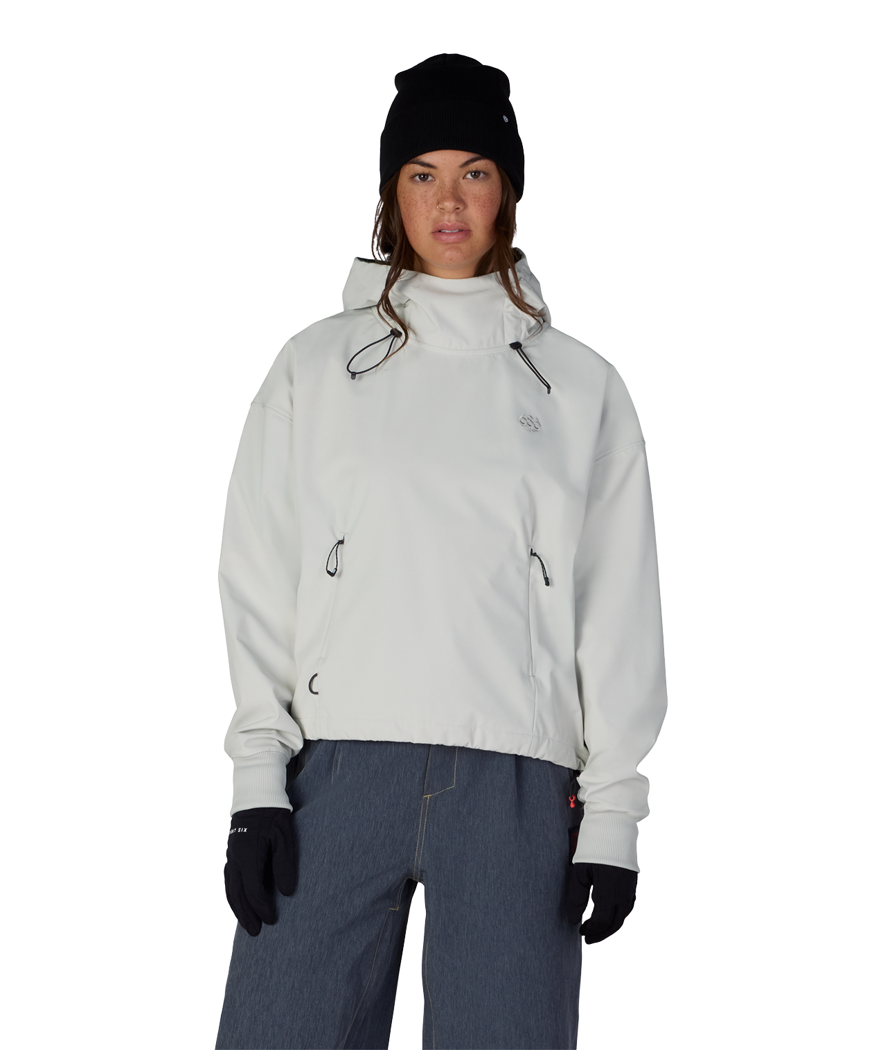 WOMENS WATERPROOF TEAM CROP HOODY - LIMESTONE