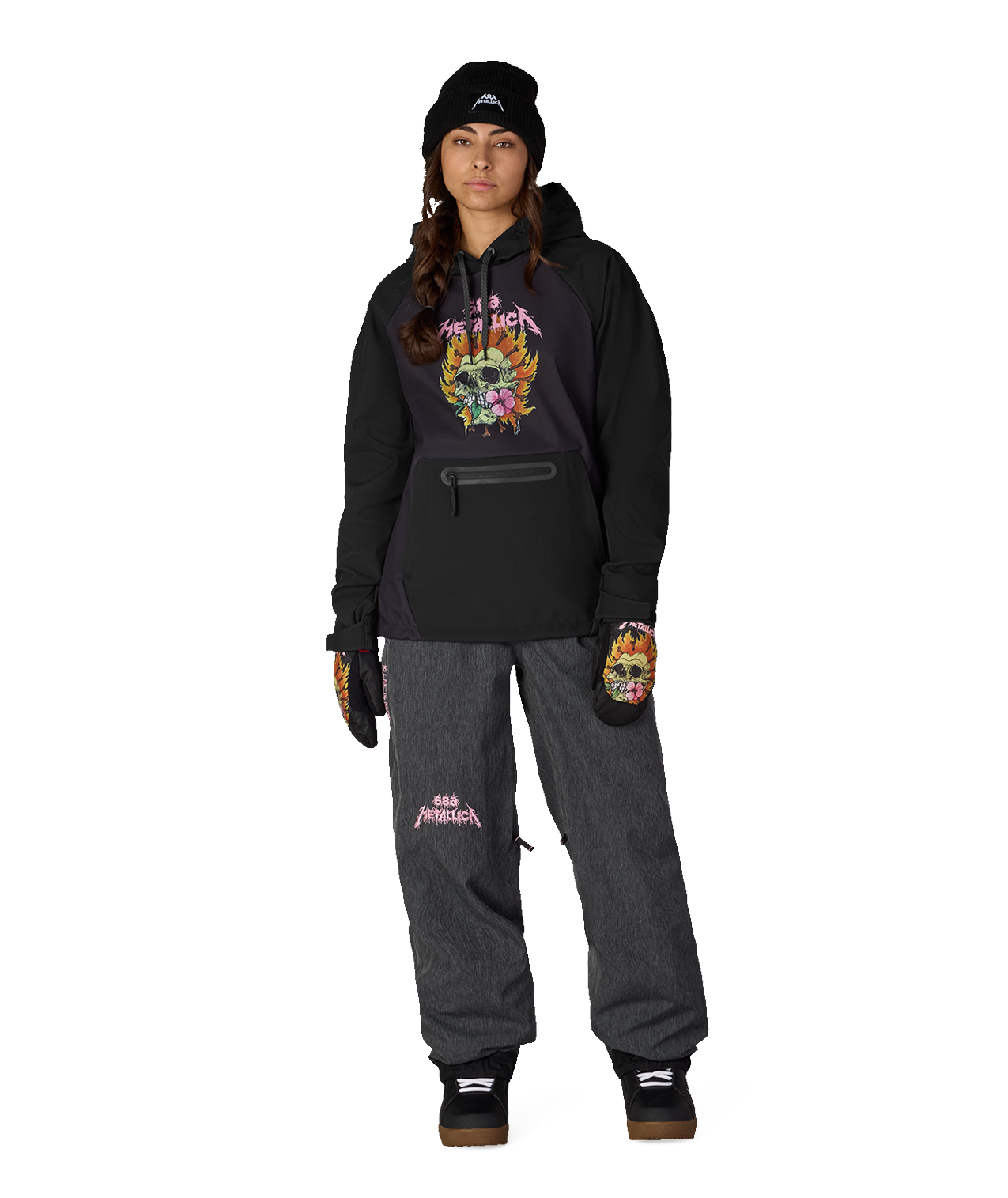 WOMENS METALLICA WATERPROOF HOODY - METALLICA BLACK