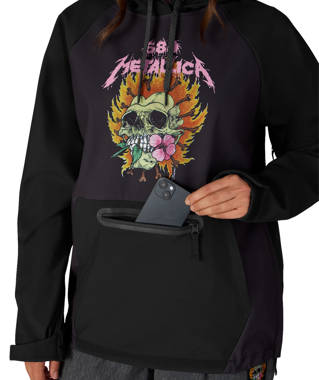WOMENS METALLICA WATERPROOF HOODY - METALLICA BLACK