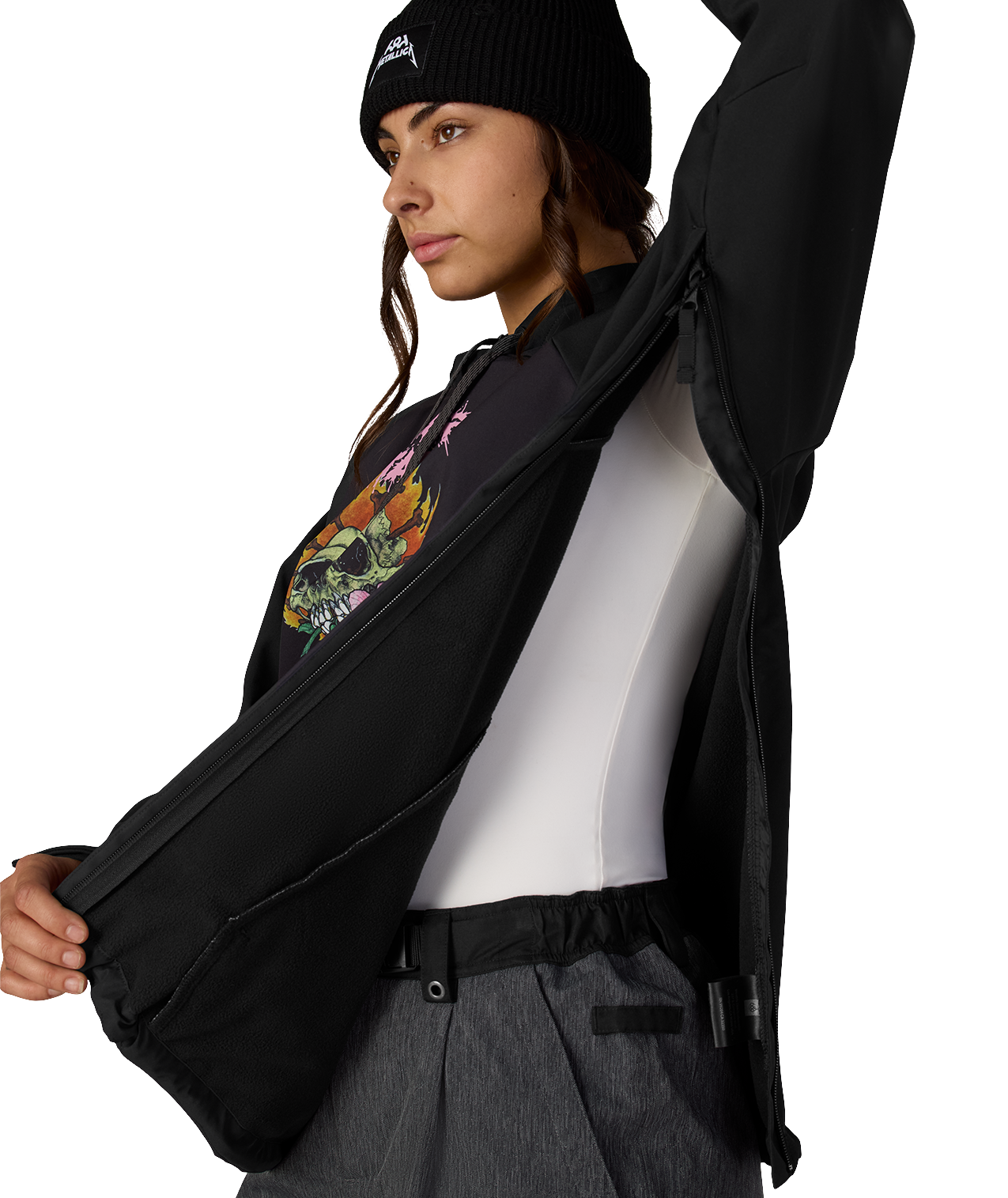 WOMENS METALLICA WATERPROOF HOODY - METALLICA BLACK