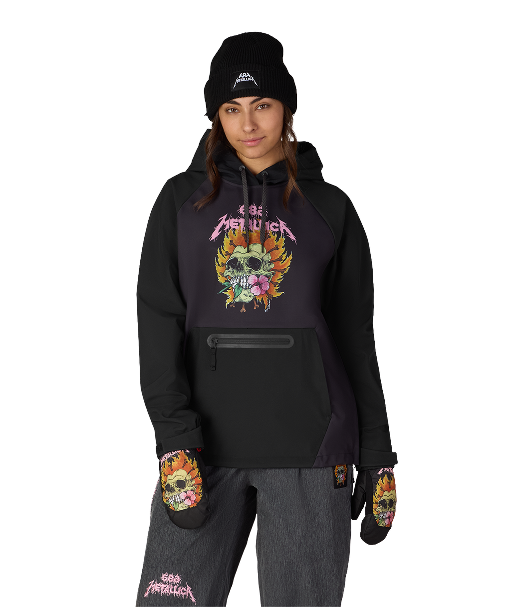 WOMENS METALLICA WATERPROOF HOODY - METALLICA BLACK