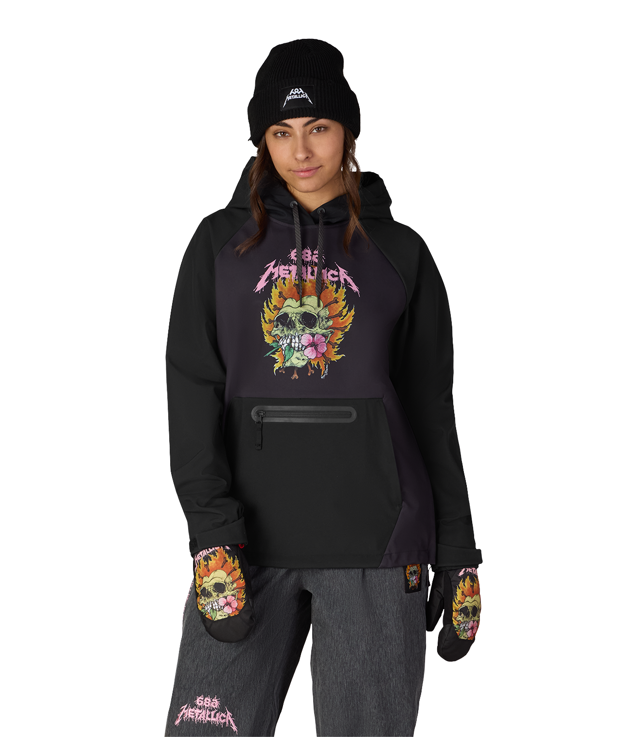 WOMENS METALLICA WATERPROOF HOODY - METALLICA BLACK