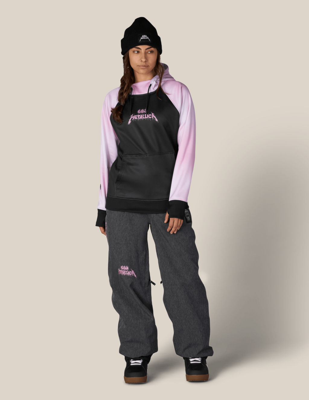 WOMENS METALLICA BONDED FLEECE PULLOVER HOODY - METALLICA BLACK