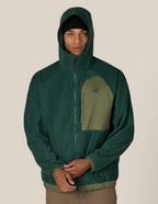 MENS LOWLAND FLEECE HOODY - MOSS GREEN COLORBLOCK