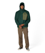 MENS LOWLAND FLEECE HOODY - MOSS GREEN COLORBLOCK