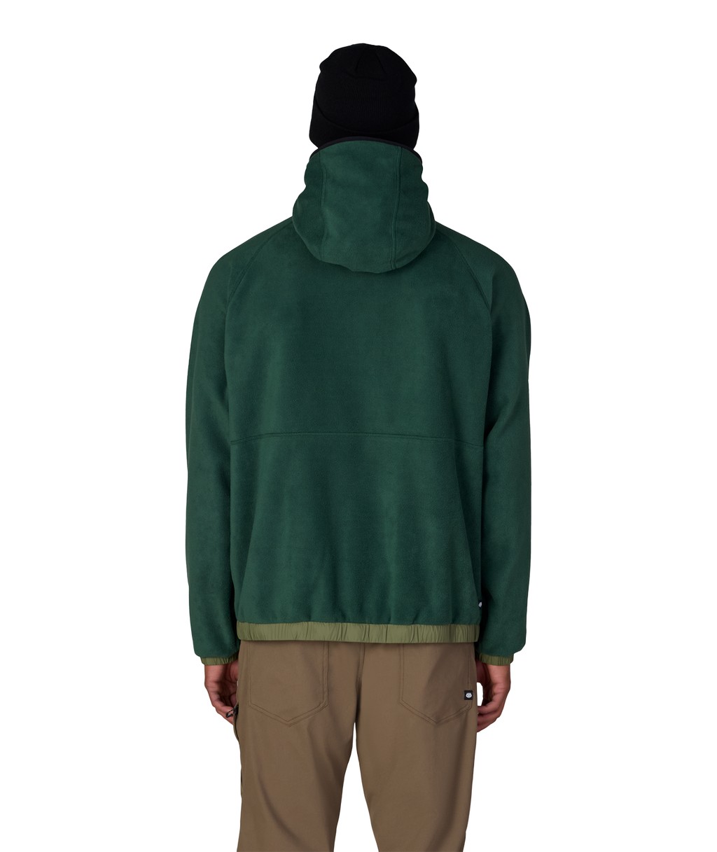 MENS LOWLAND FLEECE HOODY - MOSS GREEN COLORBLOCK