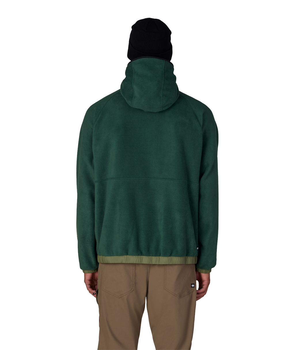 MENS LOWLAND FLEECE HOODY - MOSS GREEN COLORBLOCK