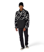 MENS ONE FLEECE ANORAK - BLACK WIRE COLORBLOCK