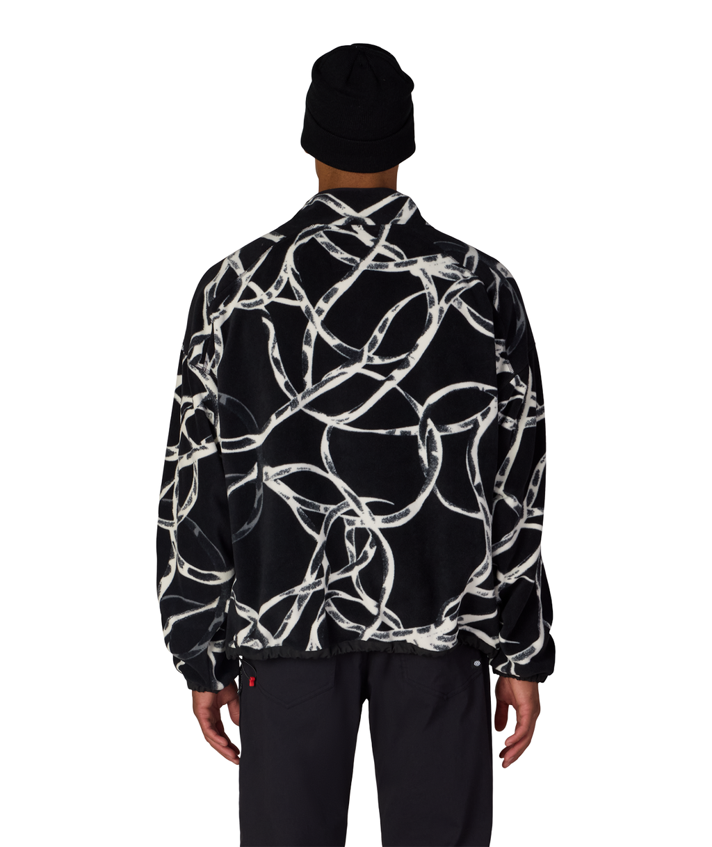 MENS ONE FLEECE ANORAK - BLACK WIRE COLORBLOCK