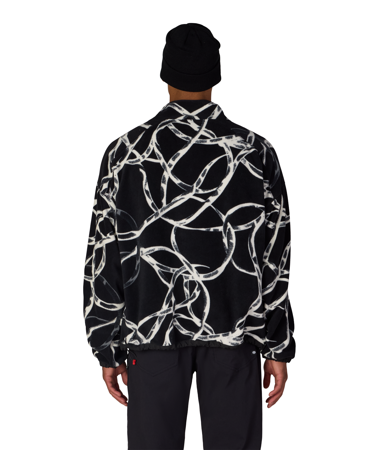 MENS ONE FLEECE ANORAK - BLACK WIRE COLORBLOCK