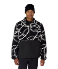 MENS ONE FLEECE ANORAK - BLACK WIRE COLORBLOCK