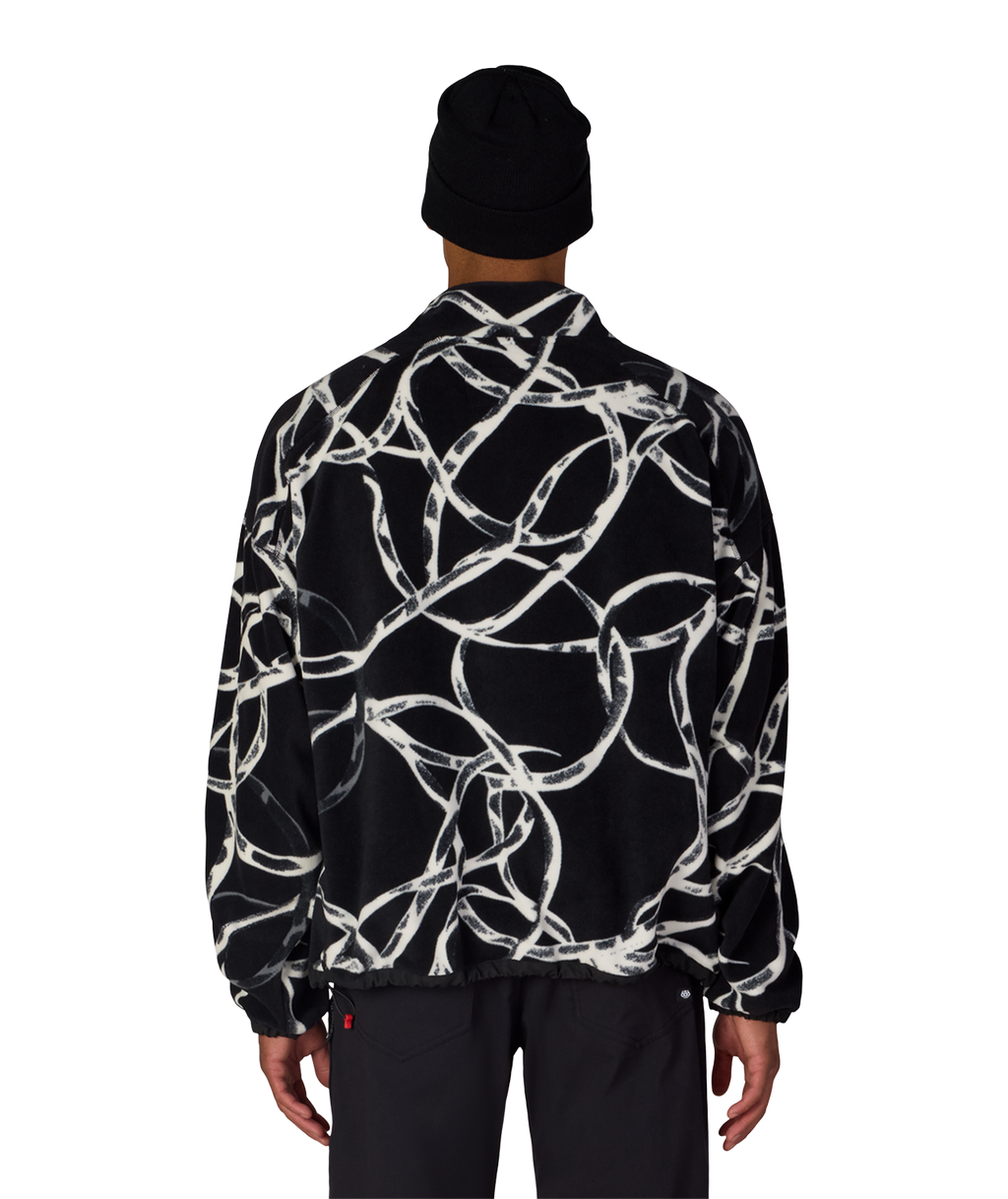 MENS ONE FLEECE ANORAK - BLACK WIRE COLORBLOCK