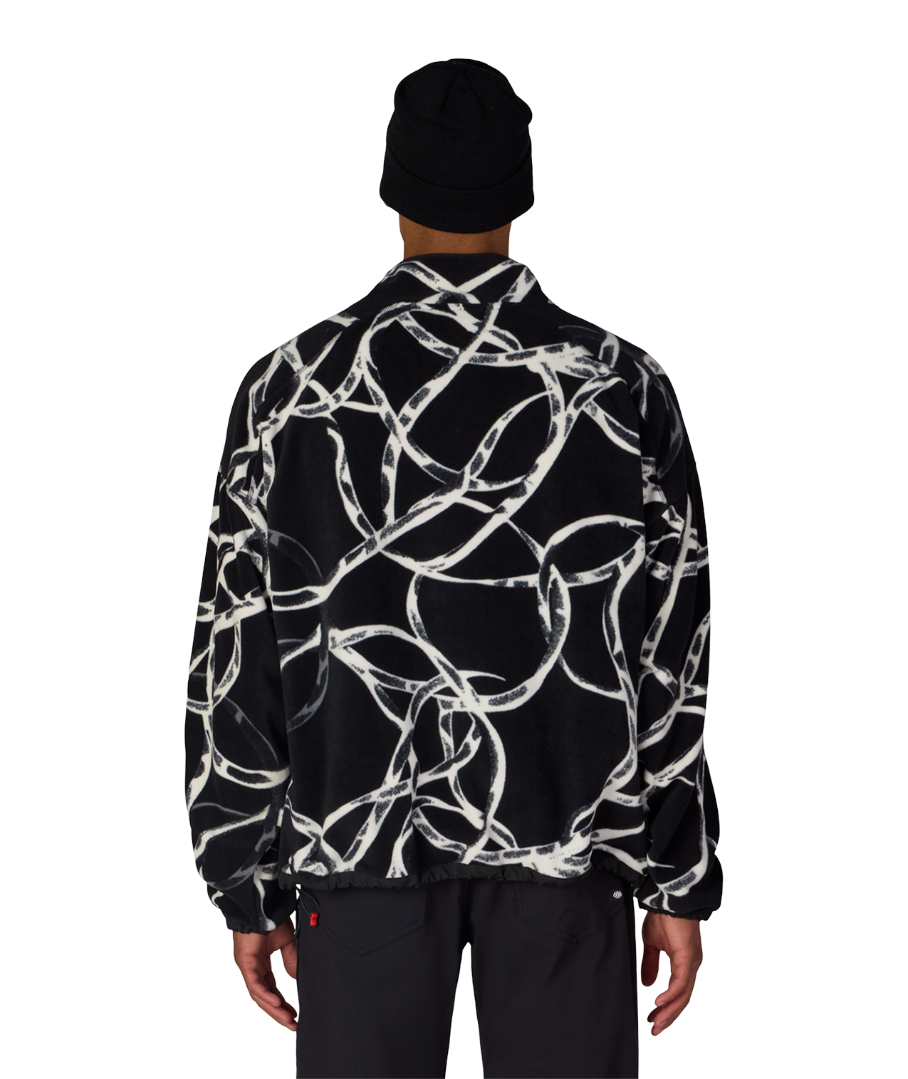 MENS ONE FLEECE ANORAK - BLACK WIRE COLORBLOCK