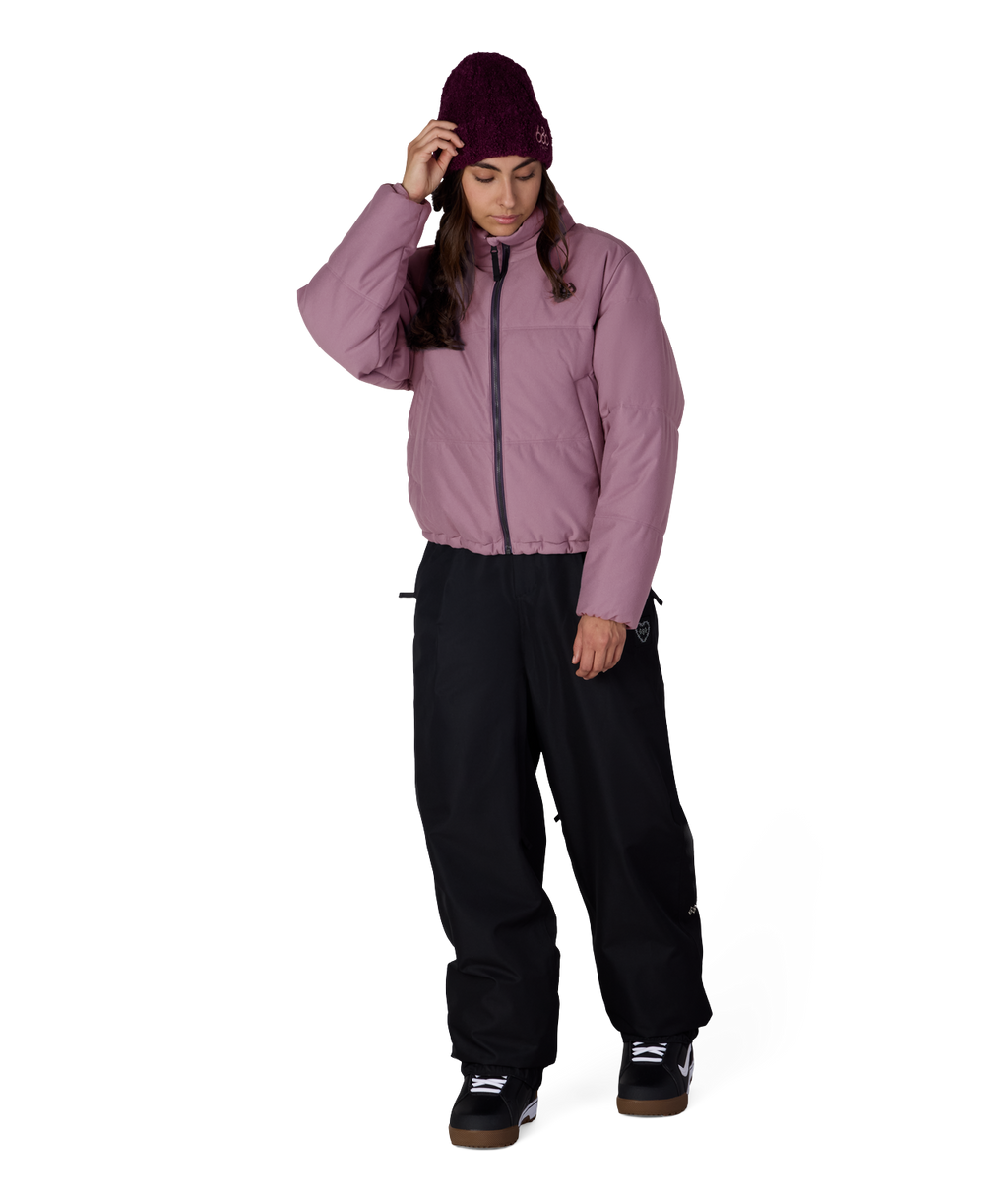 WOMENS GRACIOUS PUFFER JACKET - BLACK PLUM