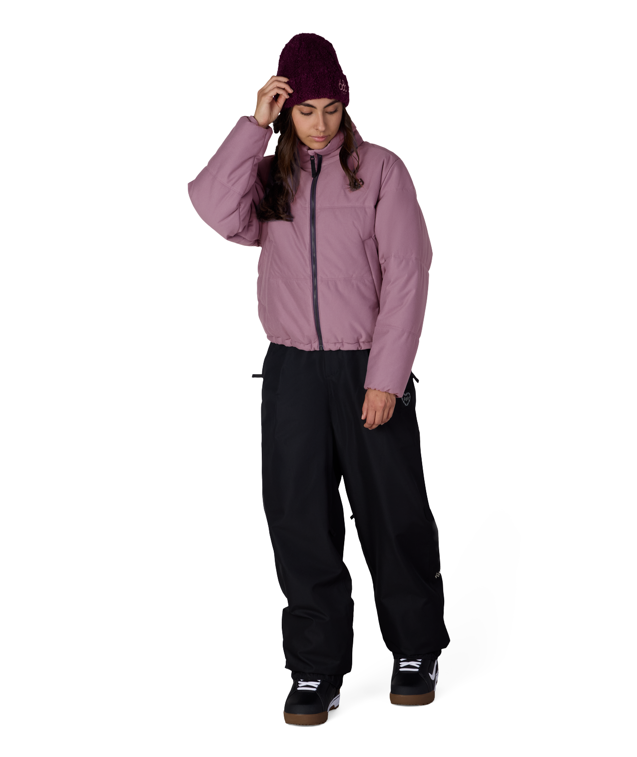 WOMENS GRACIOUS PUFFER JACKET - BLACK PLUM