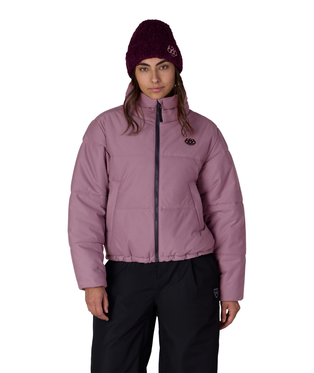 WOMENS GRACIOUS PUFFER JACKET - BLACK PLUM