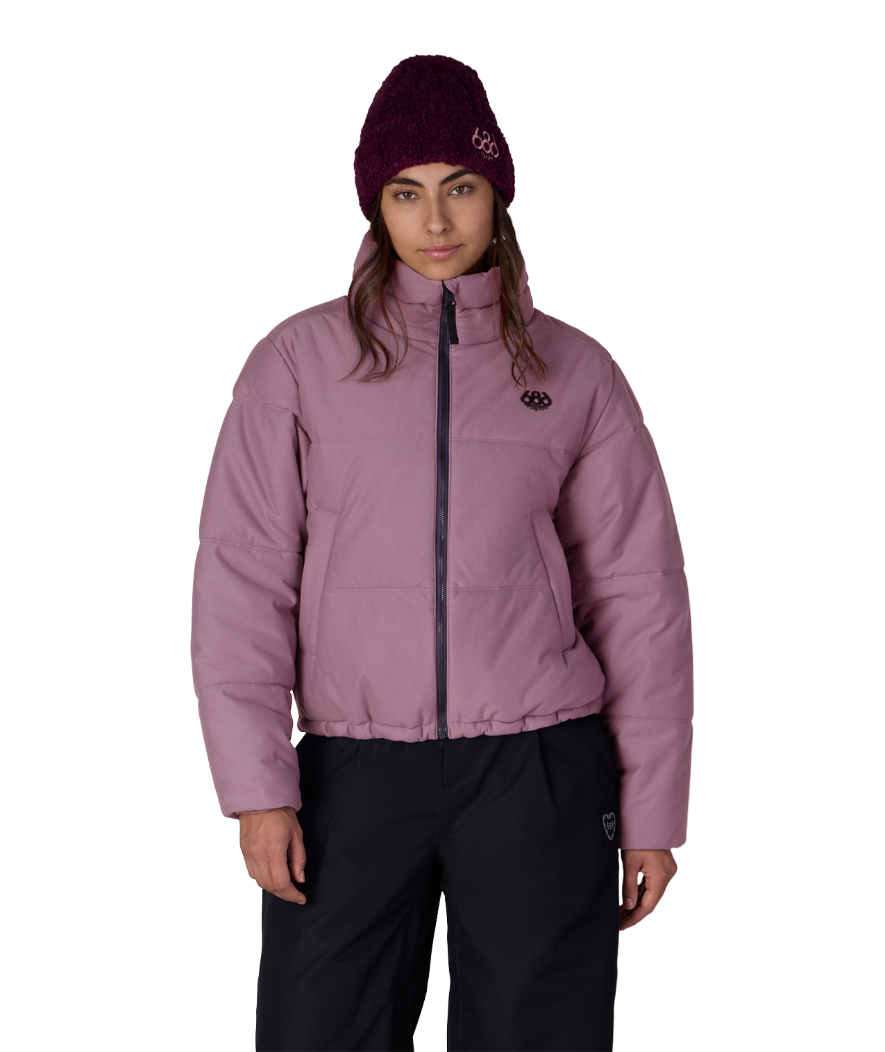 WOMENS GRACIOUS PUFFER JACKET - BLACK PLUM