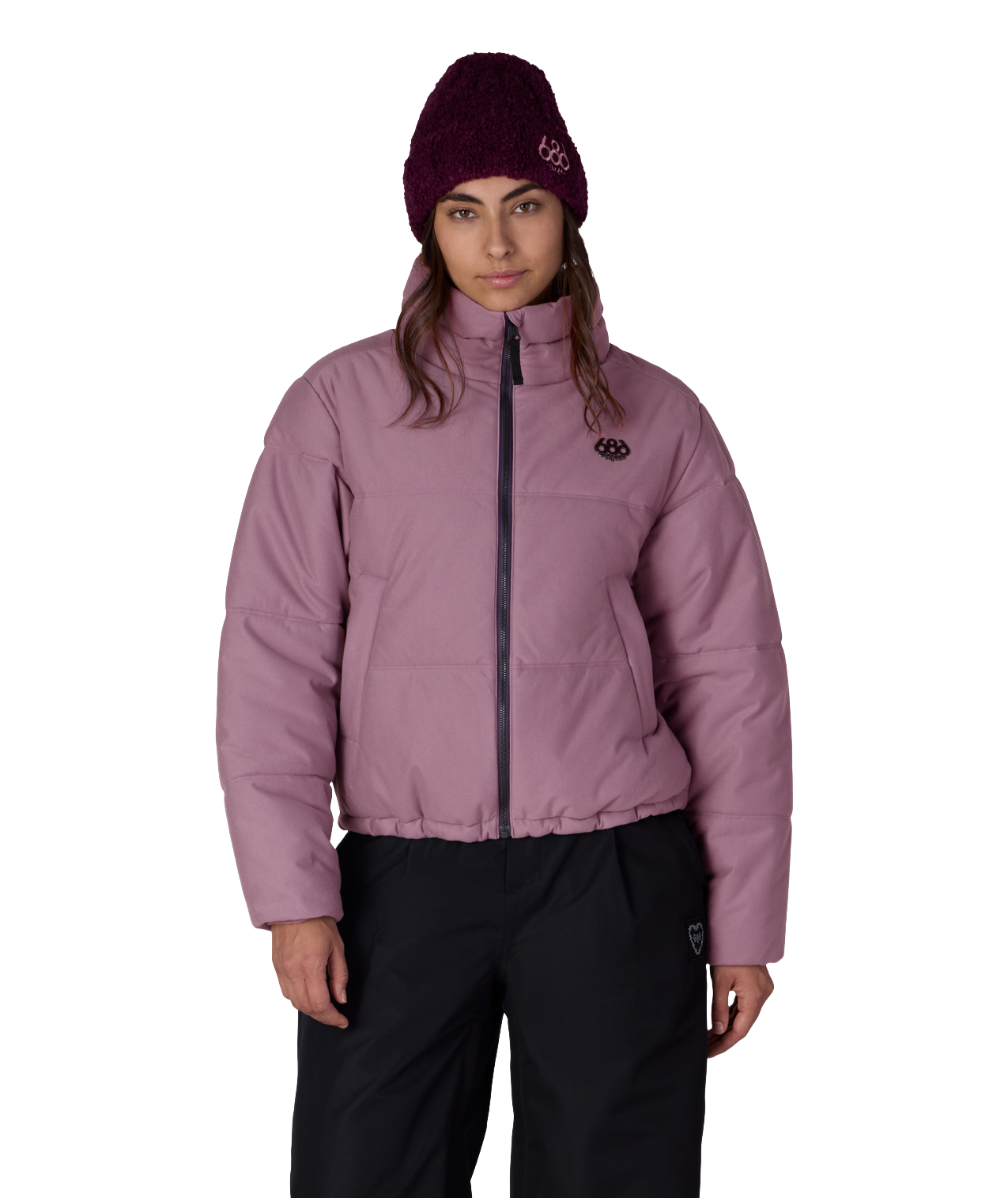 WOMENS GRACIOUS PUFFER JACKET - BLACK PLUM