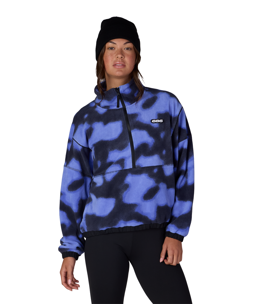 WOMENS CHIMAY FLEECE ANORAK - ALPENGLOW BLUE DARK SKIES