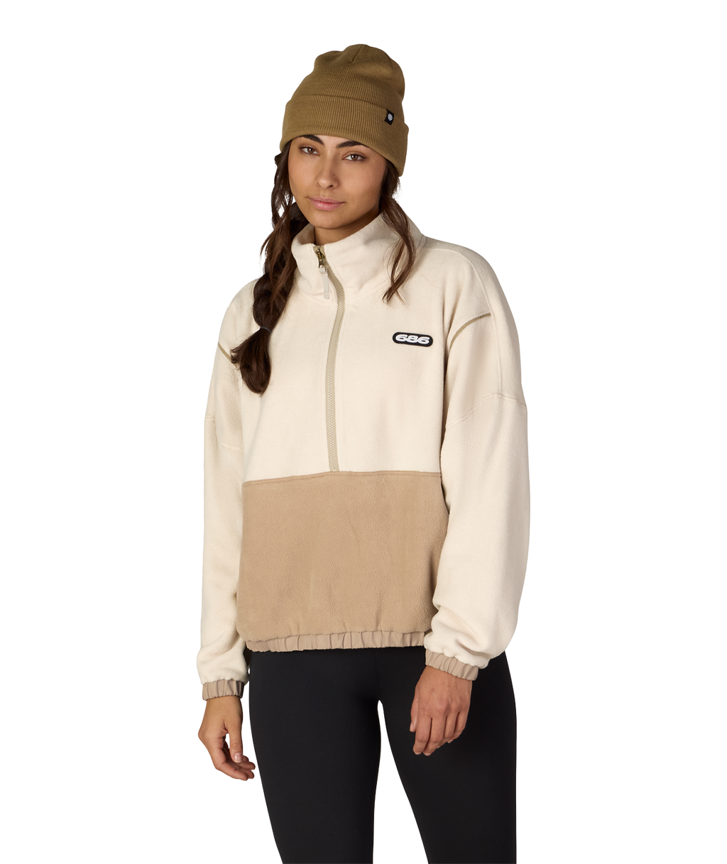 WOMENS CHIMAY FLEECE ANORAK - LIMESTONE COLORBLOCK