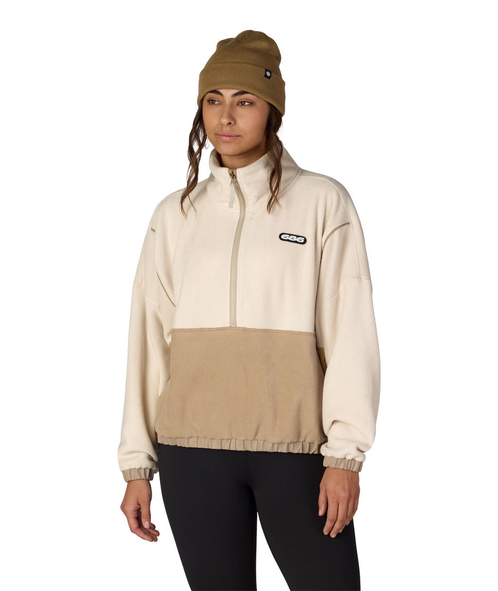 WOMENS CHIMAY FLEECE ANORAK - LIMESTONE COLORBLOCK