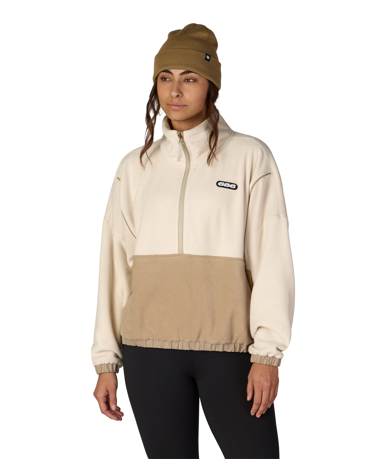 WOMENS CHIMAY FLEECE ANORAK - LIMESTONE COLORBLOCK