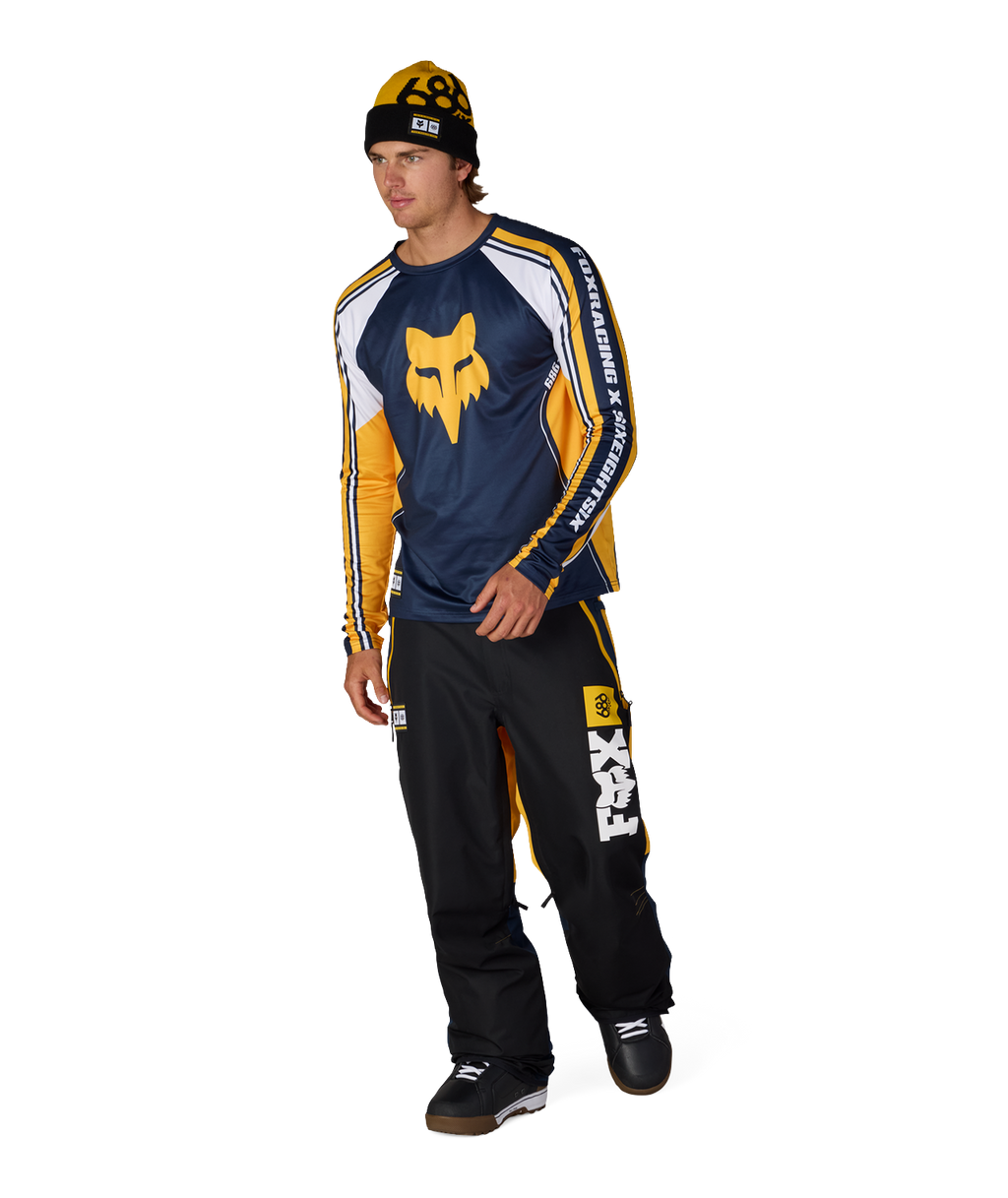 MENS FOX RACING BASE LAYER LS - FOX YELLOW COLORBLOCK
