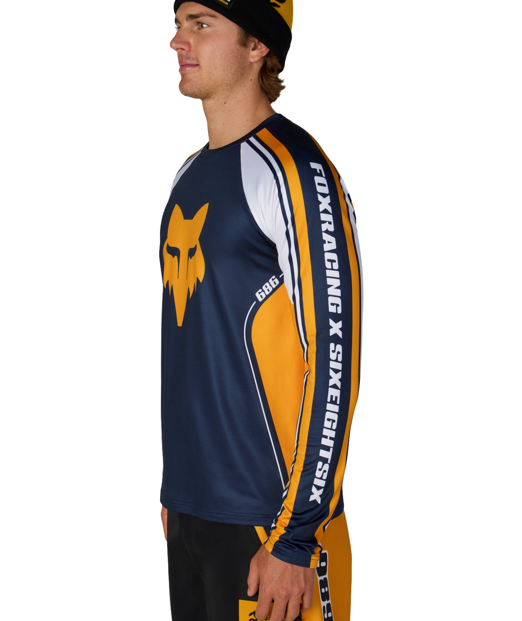 MENS FOX RACING BASE LAYER LS - FOX YELLOW COLORBLOCK