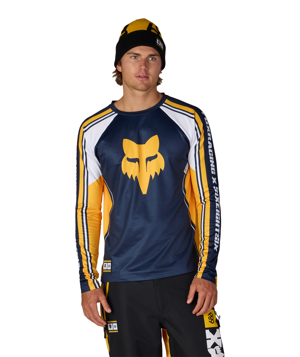 MENS FOX RACING BASE LAYER LS - FOX YELLOW COLORBLOCK