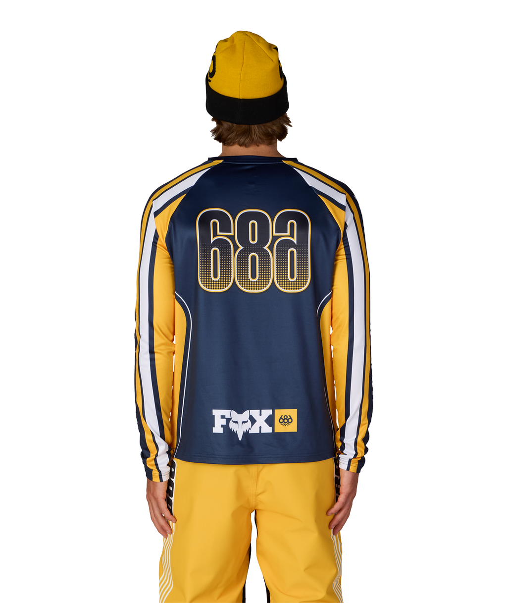 MENS FOX RACING BASE LAYER LS - FOX YELLOW COLORBLOCK