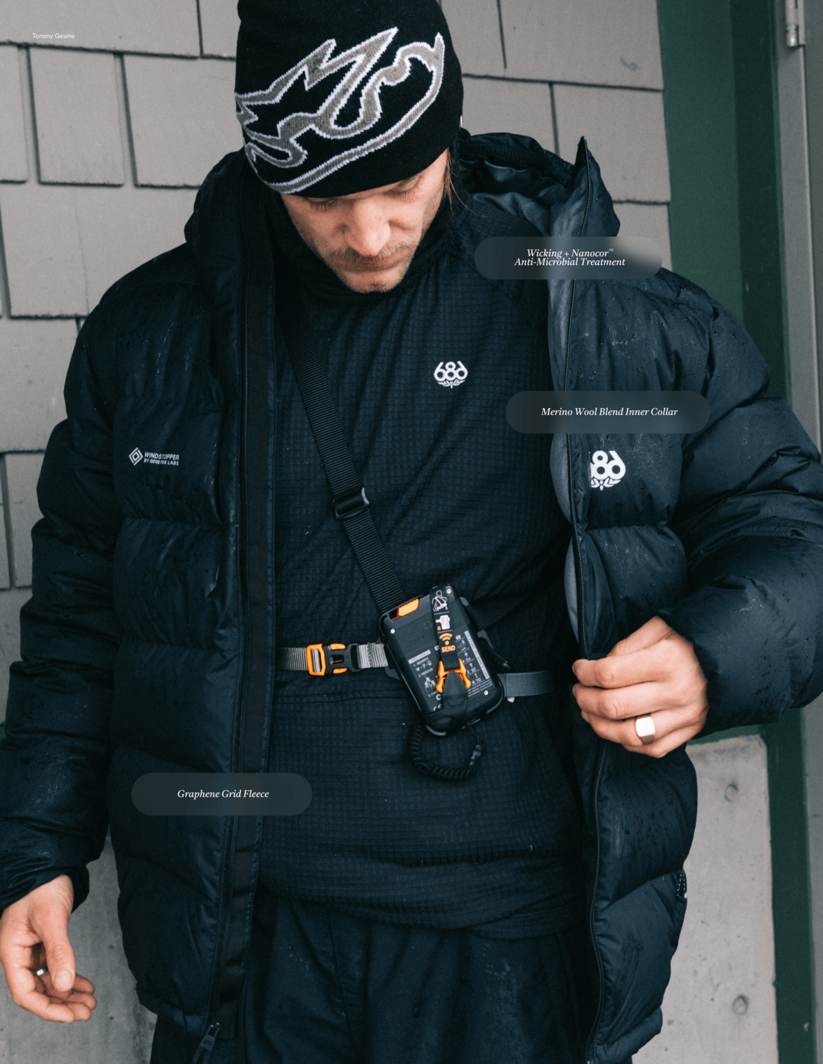 MENS MISSION GRID™ RAGLAN HOODY - BLACK