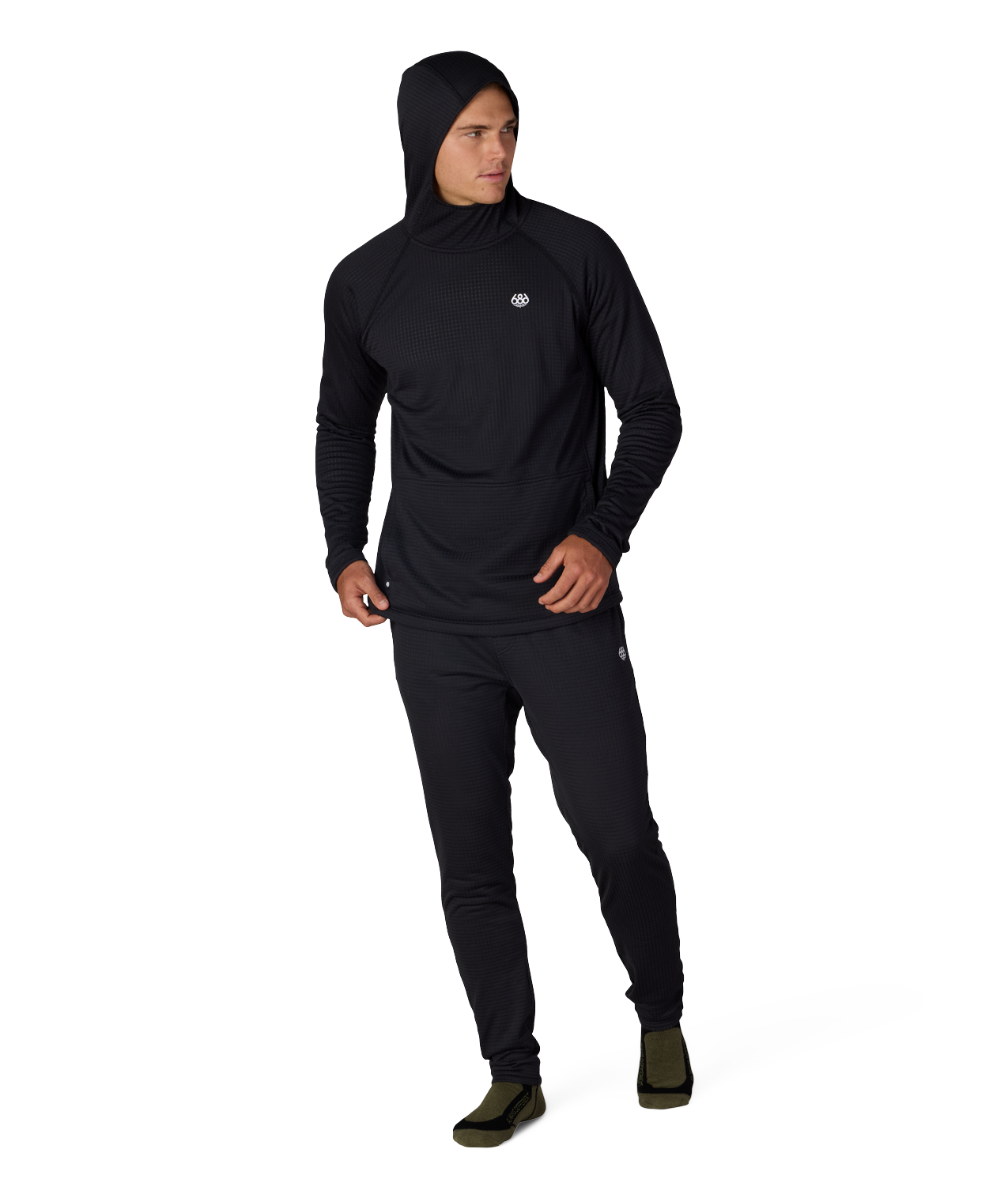 MENS MISSION GRID™ RAGLAN HOODY - BLACK