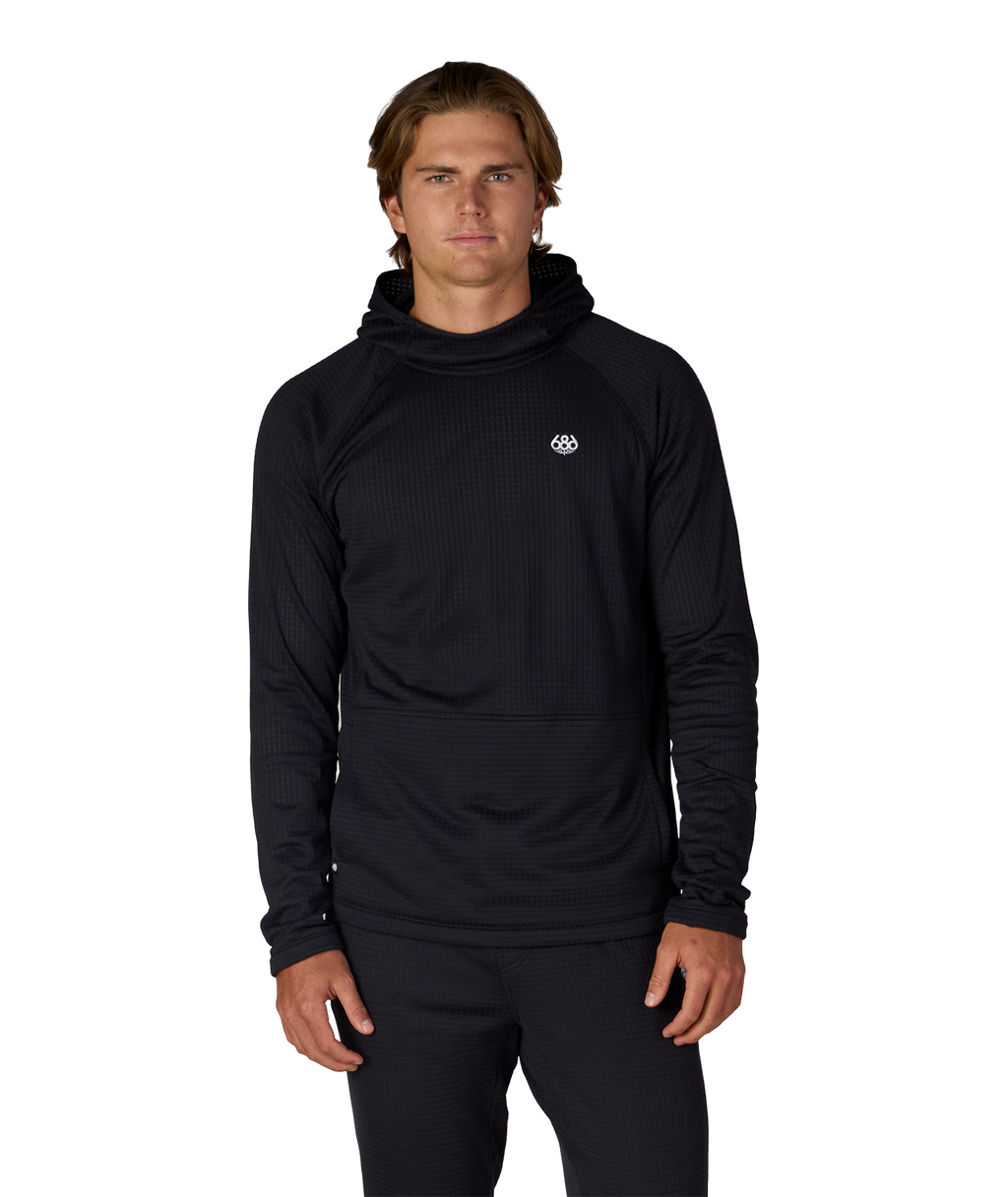 MENS MISSION GRID™ RAGLAN HOODY - BLACK