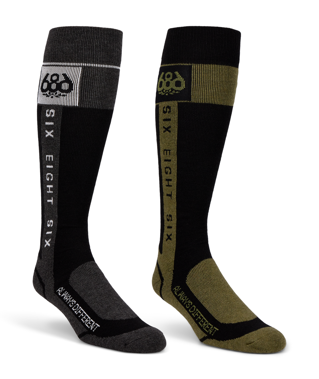 MENS MERINO FLOW SOCK - 2PK - ASSORTED