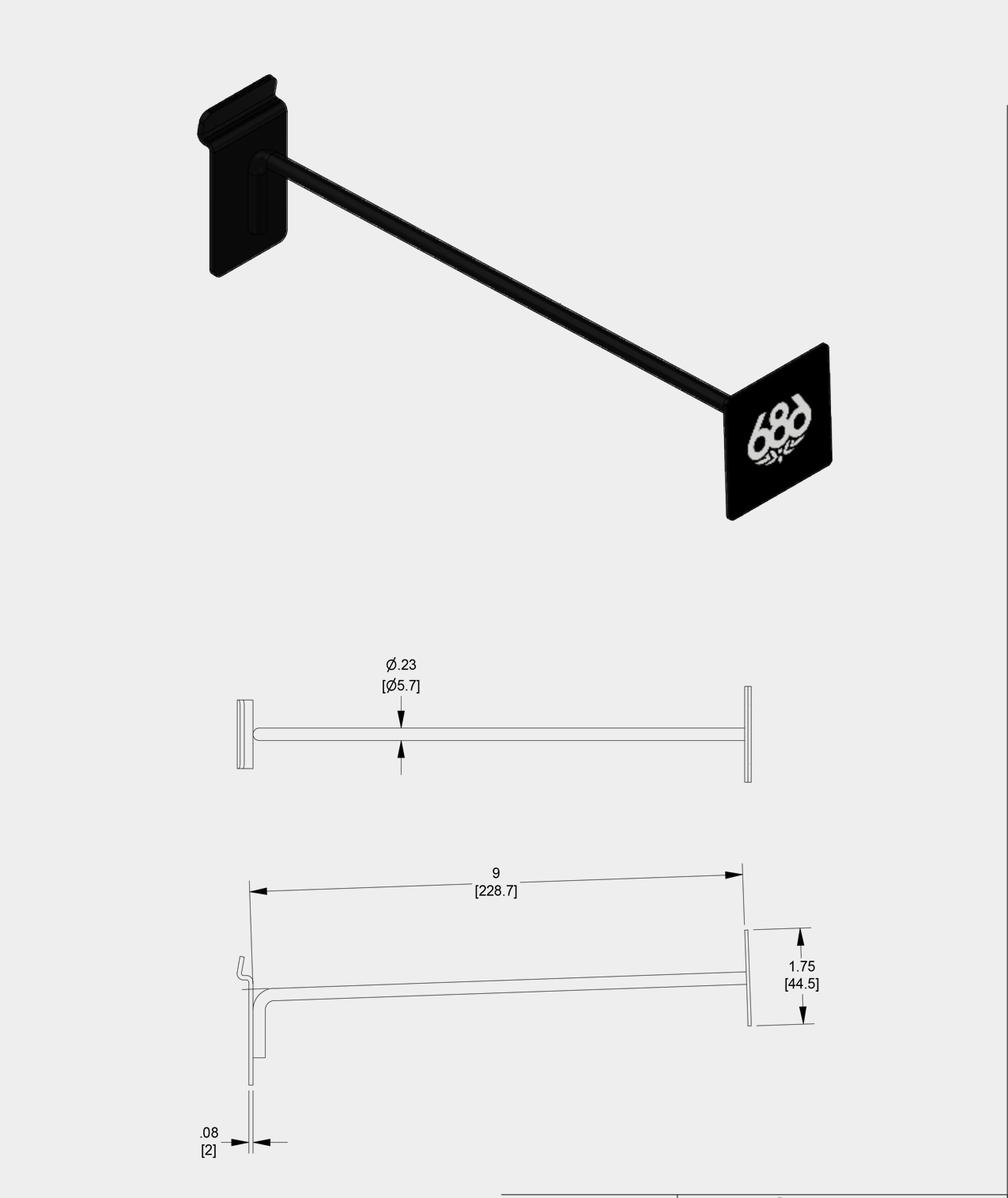 9" SIDE HOOK - BLACK