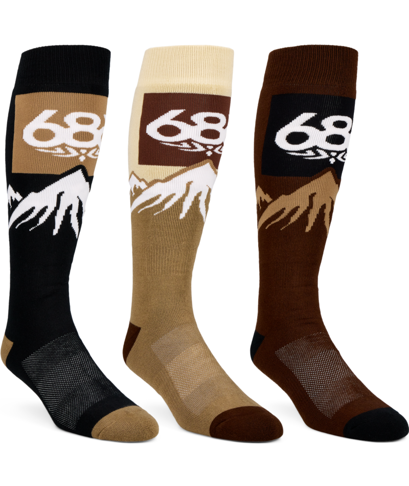 686 MENS SNOW CAPS SOCKS - 3 PACK - ASSORTED 2
