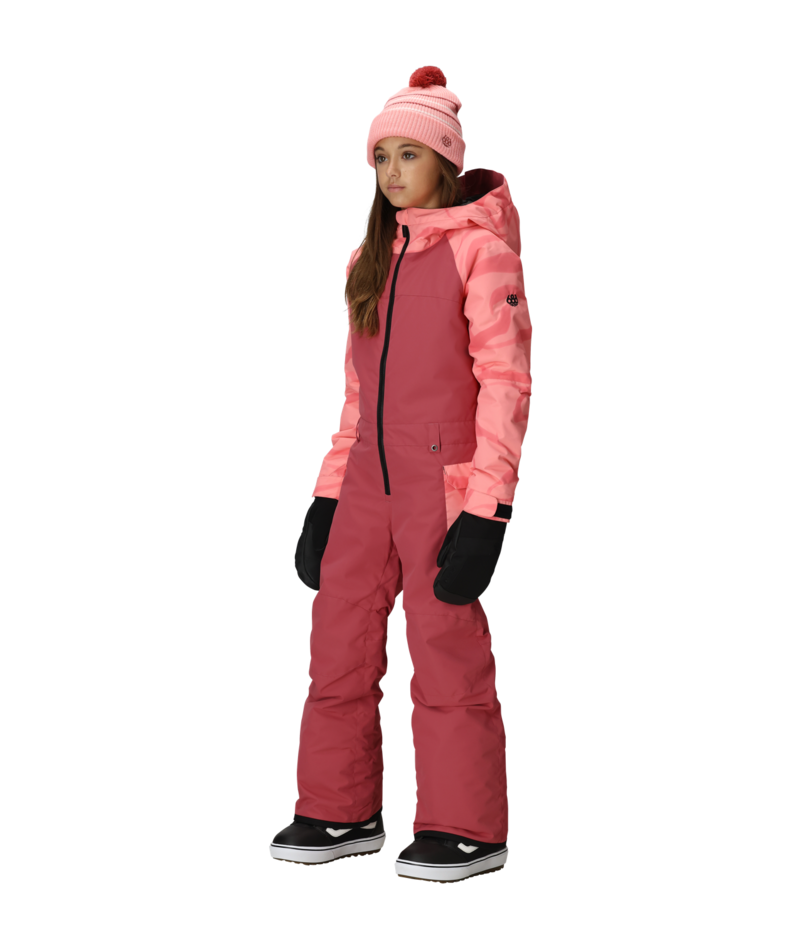 GIRLS SHINE INSULATED ONE-PIECE - ROSEWOOD COLORBLOCK