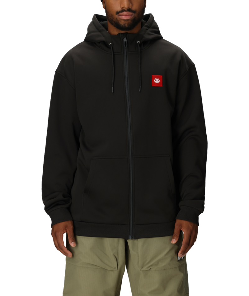 MENS BONDED FLEECE ZIP HOODY - BLACK