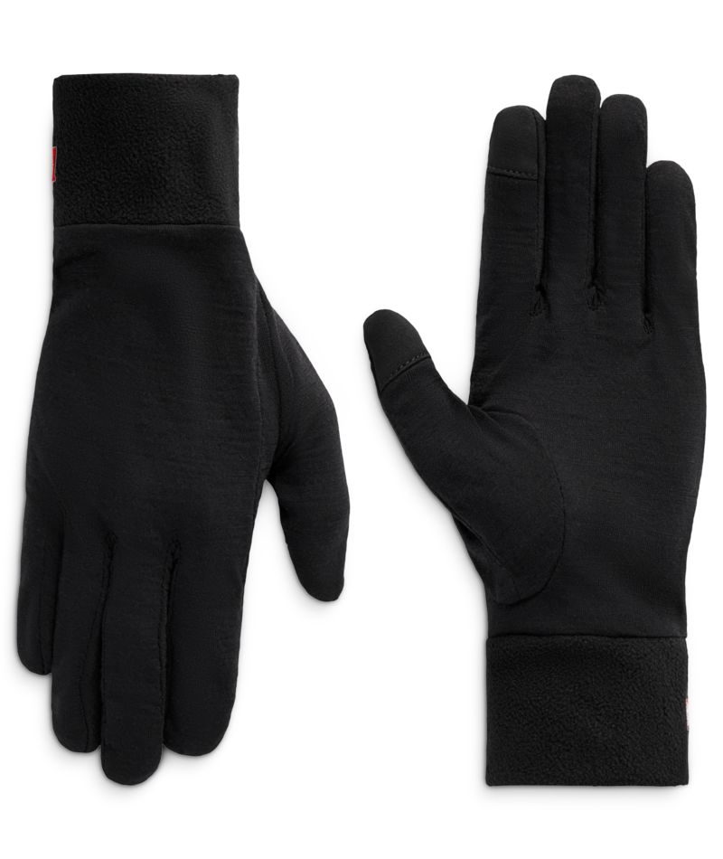 MENS MERINO WOOL GLOVE LINER - BLACK HEATHER