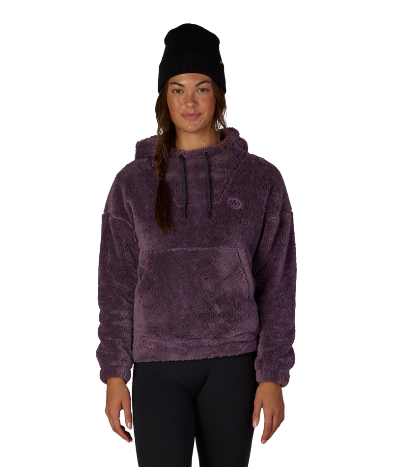WOMENS SHERPA HOODY - BLACK PLUM