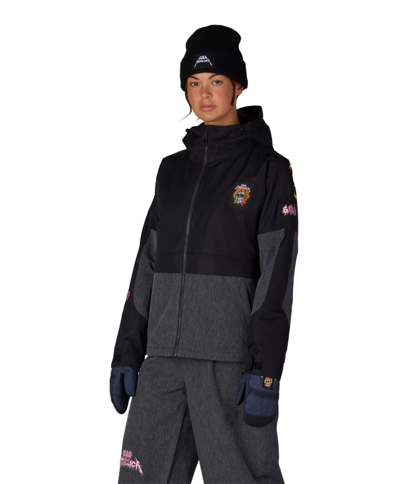WOMENS METALLICA BURNING SKULL INSULATED JACKET - METALLICA BLACK COLORBLOCK