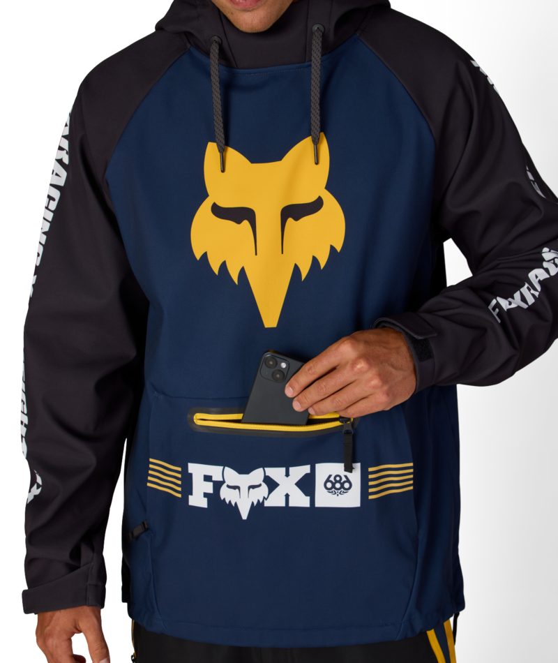MENS FOX RACING WATERPROOF HOODY - FOX NAVY COLORBLOCK