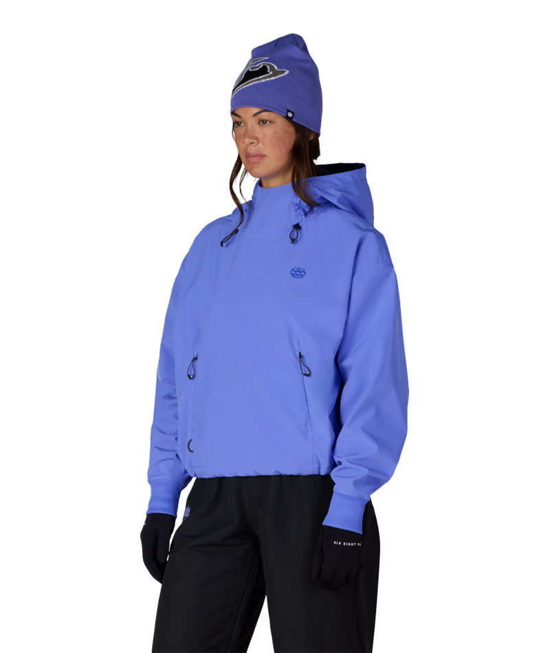 WOMENS WATERPROOF TEAM CROP HOODY - ALPENGLOW BLUE